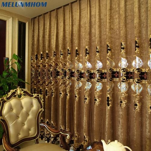 European Noble Luxury Room Curtains for Living Room Embroidered Voile Curtains for Bedroom Window Curtain Valance Velve Pelmets