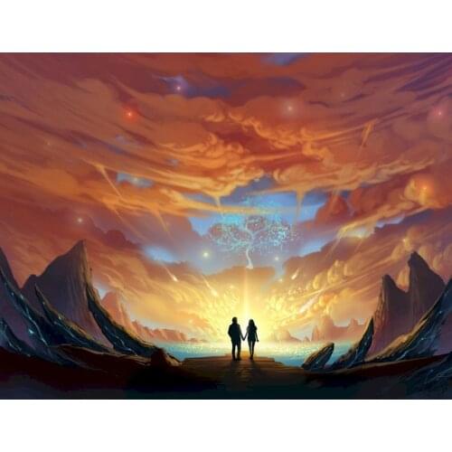 Gatyztory Frame DIY Painting By Numbers Couple Handpainted Landscape Oil Painting Home Wall Decor Canvas Colouring