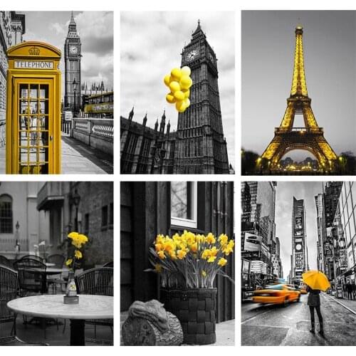 Diy Oil Painting Drawing On Canvas City Black And White Unique Gift For Children Painting By Numbers Landscape Home Decor