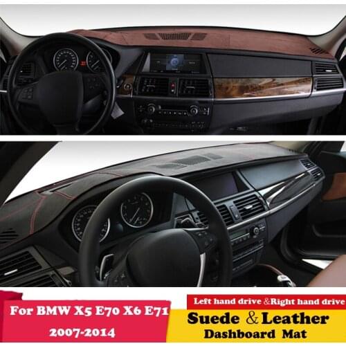 For BMW X5 E70 X6 E71 2007-2014 Leather Dashmat Dashboard Cover Sunshade Protect Carpet Dash Mat Accessories Car Cushion Suede