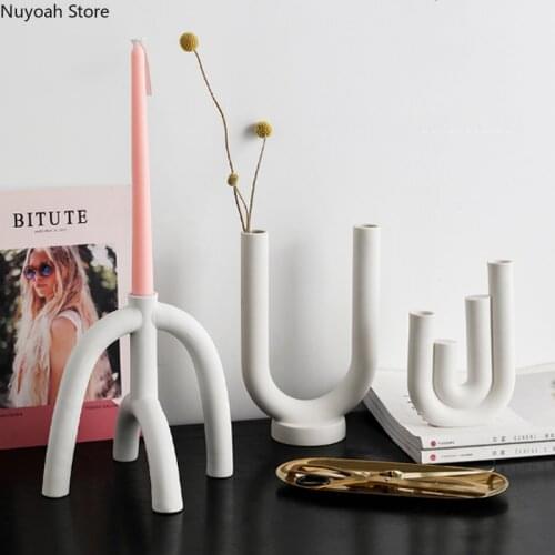 Nordic Creative Ceramic Vase Home Candle Holder Decoration Romantic Table Decoration Accessories Living Room Candle Holder