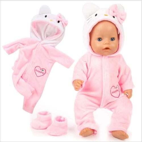 40cm 43cm Born New Baby Doll winter Clothes 17 inch Doll toys Unicorn kitty pony clothes Baby girl Birthday Gift