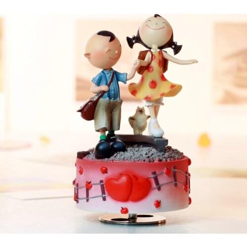 Love hand in hand decorations happy time rotating music box birthday gift valentines day gift