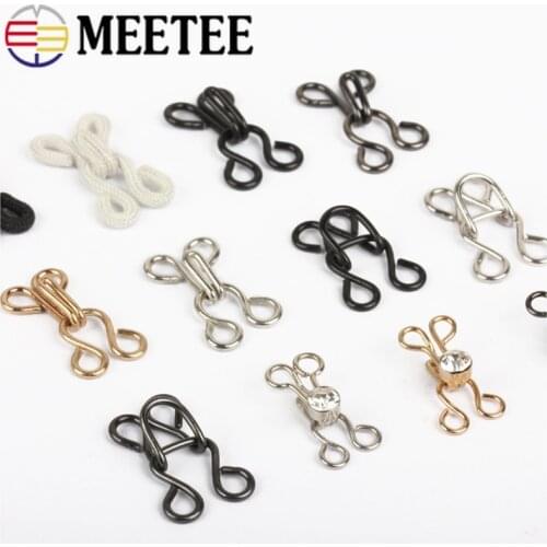 Meetee 30/50sets Fur Coat Metal Invisible Button Pants Skirt Hook Buckles DIY Underwear Combined Hooks Buttons Concealed Buckle