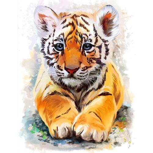 Cute Little Tiger Animal Diamond Painting Round Full Drill Nouveaute DIY Mosaic Embroidery 5D Cross Stitch Cartoon Picture