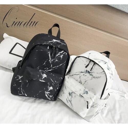 Qiaoduo Fashion Unisex Backpack Women Men Canvas Backpack for Teen Girl Bags Casual Marbling Backpack Female Rucksack School Bag