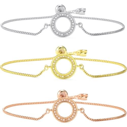 Fashion Adjustable Zircon Bracelet For Women Simple Ring Charm Box Chain Bracelet
