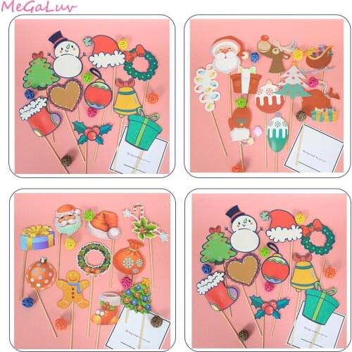10pcs Party Photo Props Santa Elk Snowman Xmas Tree Cartoon Masks Happy Birthday Party Favor Funny Photo Booth Christmas Decor