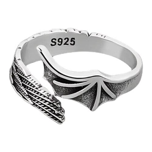 MXME Vintage Gothic Angel Demon Wing Ring Adjustable Finger Jewelry Girl Fashion Gift
