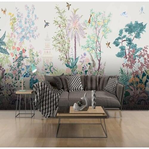 Milofi custom 3D wallpaper mural tropical rainforest flower and bird landscape background wall living room bedroom decoration pa