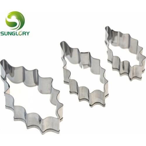 Stainless Steel 3PCS Holly Leaf Cookie Cutter Sugarcraft Christmas Cookie Mold Cake Decoration Biscuit Mold Fondant Baking Tools