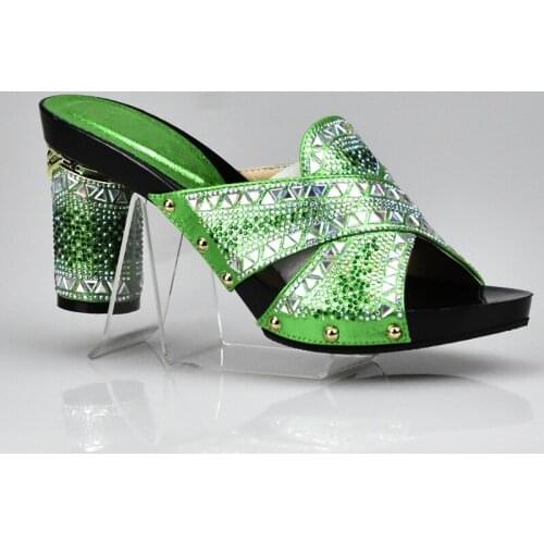 New Arrival Green Color Italian Design Women Shoe High Quality Slip on Summer Slipper Shoes Sexy Lady Low Heels Shoes for Party