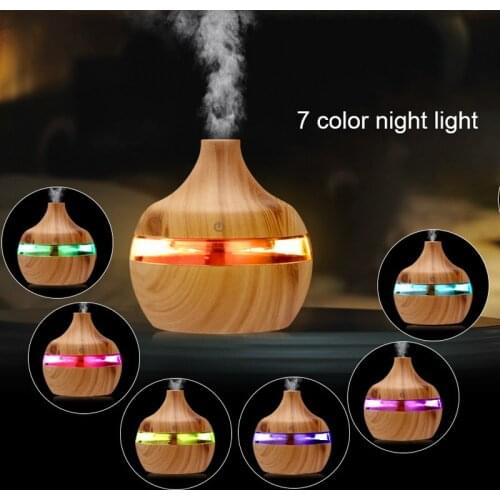 New Electric Humidifier Essential Aroma Oil Diffuser Ultrasonic Wood Grain Air Humidifier Usb Mini Mist Maker Led Light For Home