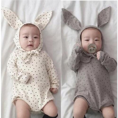 2021 Autumn Baby Bodysuit Clothes Baby Rabbit Triangle Climbing Pure Cotton One-piece Bag Fart Hat Set