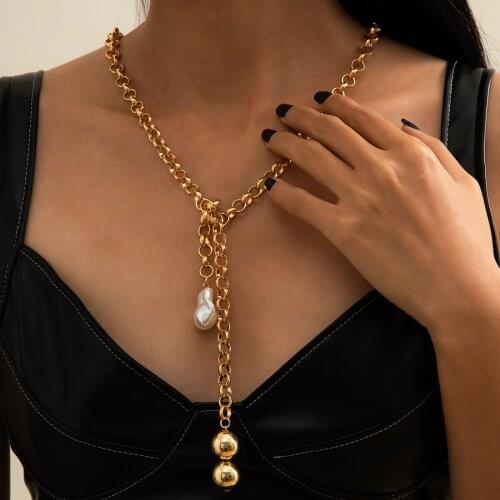 New Vintage Baroque Pearl Cross Choker Necklace for Women Fashion Statement Punk Gothic Baroque Pearl Pendant Tassel Chains 2021