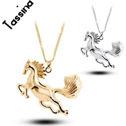Tassina Horse Pendant Necklace 2017 New Jewelry Gift Gold Color Chain Necklace For Men Women YTN-038