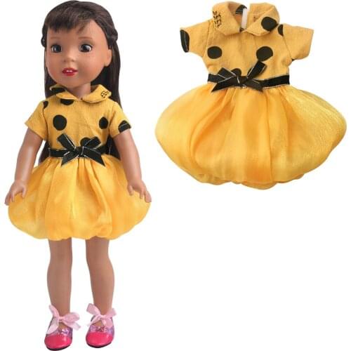 14.5 Inch Nancy American Paola Reina Doll Dress Summer Leaves Yellow Bubble Skirt Born Baby Girls Toys Accessories Gift x83