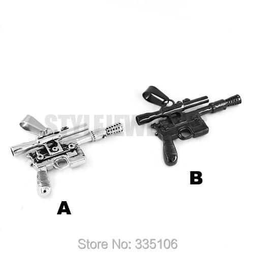 Wholesale Silver Black Sniper Rifle Pendant Stainless Steel Jewelry Fashion Cool Gun Motor Biker Mens Pendant SWP0366A
