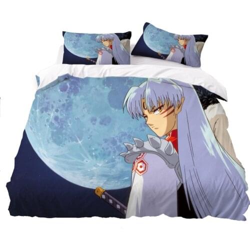 Anime Bedding New Inuyasha Microfiber Duvet Cover いぬやしゃCartoon Kids Boys Bed Cover Single Double Twin Full Queen Size Bedspread