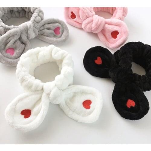 New Cute Bunny Ears Baby Girl Headband Warm Cotton Elastic Women Girls Make up Bath Spa Hairbands Hairband