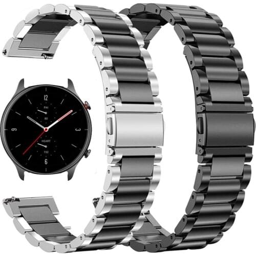 22MM Stainless Steel Strap For Xiaomi Huami Amazfit GTR 2E/GTR 2 47MM Smart Watch Bands Metal Wristband For Amazfit Stratos 3/2S