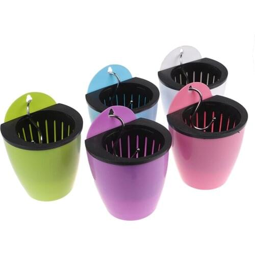 Self Watering Solid Color Flower Pot Wall Hanging Resin Automatic Plastic Planter Durable For Garden Balcony With Hooks