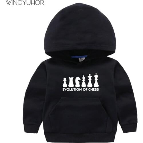 Evolution Chess Kids Sweatshirts For Boys Girls Autumn Winter Teenage Hoodies Long Sleeve Hooded Baby Pullover Sportswear