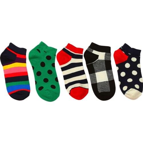 Women Socks Cotton Striped Plaid Dot Printed Ankle Short Socks Harajuku Skateboard Casual Spring Summer Autunm Men Male Female