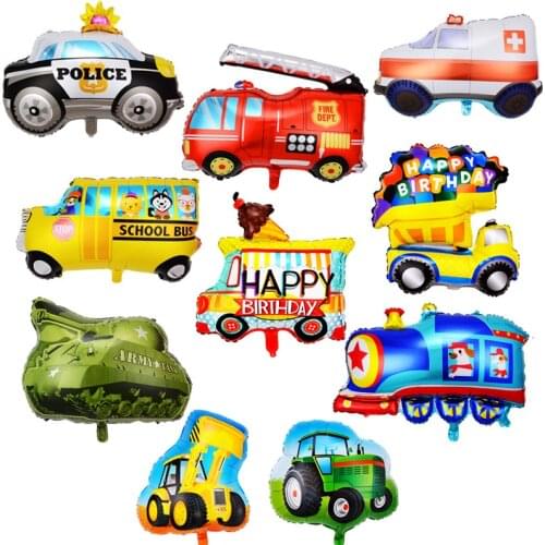 10-piece Large Car Aluminum Film Balloon Childrens Toy Birthday Vehicle Party Decoration Balloon Engineering Vehicle