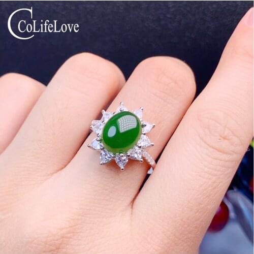 CoLife Jewelry Classic Jasper Silver Ring for Daily Wear 9mm*11mm Natural Jasper Ring Chinese Style 925 Silver Jasper Jewelry