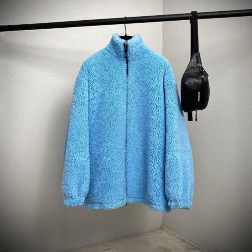 Women Jacket Winter Short Clothes 2021 New Fashion Plus Size Coat Real Sheep Wool Fur Warm Blue Overcoat Stand Collar Fn0036