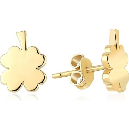 Clover Gold Earrings Handy Custom Craftsmanship Gift Gold Earrings Design On Special Occasions Child Adult Bright Elegant