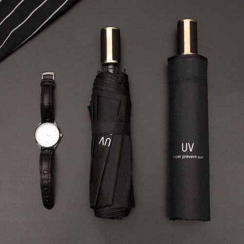 Japanese Rain Umbrella Sun Protection Three-fold Parasol Women Black Coating UV Windproof Umbrella Waterproof Adults U5B205