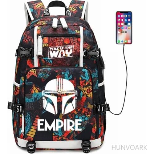 Star Wars Backpack Men Women USB Charging Waterproof Laptop Backpack Casual Canvas School Bags Computer Notebook Mochilas