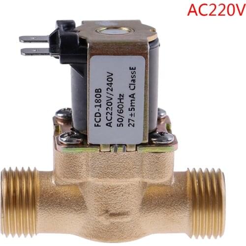 1PC DC 12V 24V AC 220V G1/2'' Brass Electric Solenoid Valve For Solar Water Heater