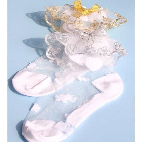 10pair/lot Super Thin Lace Jacquard Crystal Soft Cozy Children Baby Girl Kids Short Sock Cotton Bottom Infant Childrens Socks