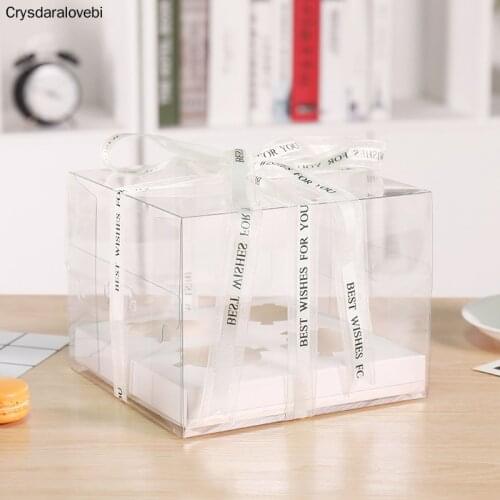 10pcs Cupcake Box DIY Handmade Cake Decoration Transparent With Paper Bottom Baby Show Wedding Food Package Supplies