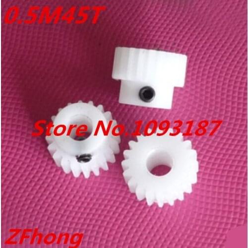 2pcs 0.5M-45T 45teeth 0.5m nylon plastic step spur gear bore 3mm,4mm,or 5mm,6mm