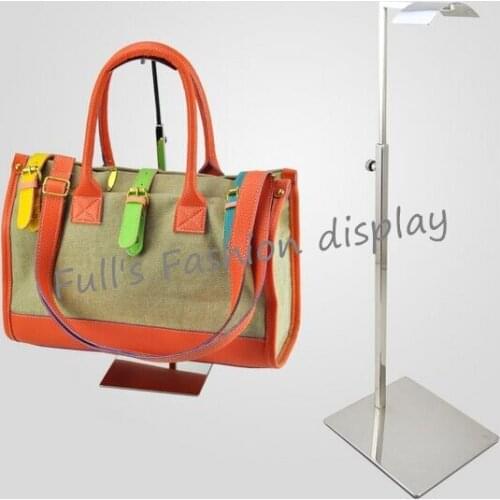 2pcs free shipping half-arc mirro stainless steel bags display rack holder adjustable wig/silk scarf/purse/handbag display stand