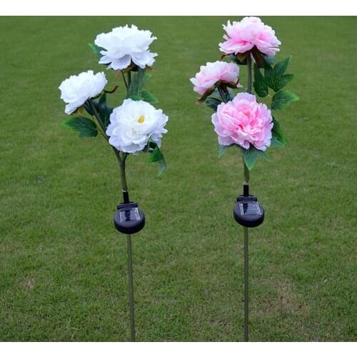 3 LED Solar Peony Lantern Outdoor Simulation Lantern Outdoor Garden Decoration Lawn Lights Plug Light