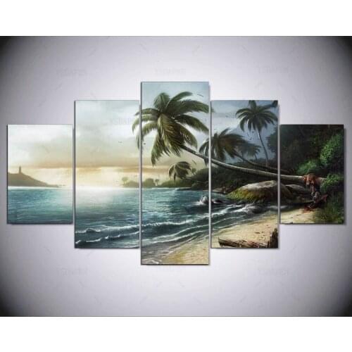 5 panel hd modern Death island ocean Art print canvas art wall framed paintings for living room wall picture ny-1243