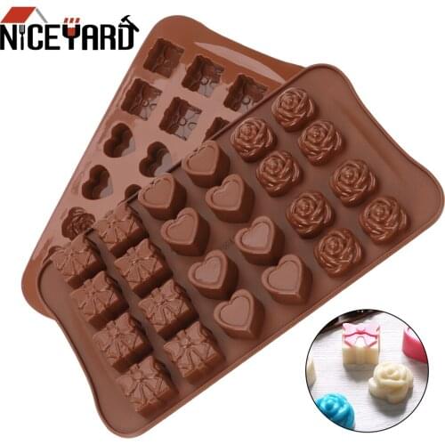 NICEYARD Non-Stick Silicone Chocolate Mold Jelly and Candy Mold Rose Loving Heart Shapes 3D Food Mold Cake Mold