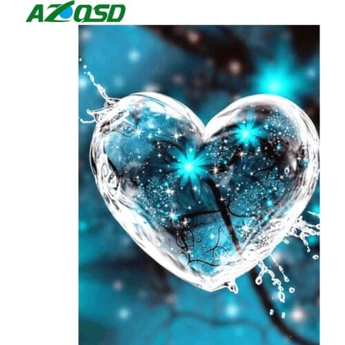 AZQSD Diamond Embroidery Heart Cross Stitch Rhinestones Diamond Painting Landscape Mosaic Handicraft Decoration For Home