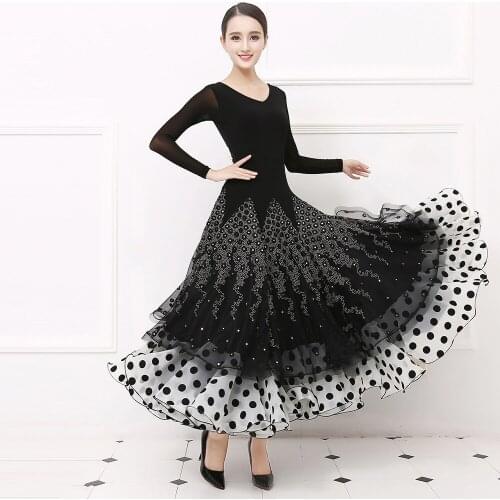 Dot ballroom dress standard dance dress ballroom dance costume tango costumes viennese waltz dress big swing foxtrot dress