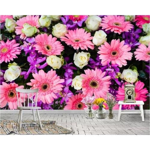 Beibehang Custom wallpaper 3d mural photo romantic modern minimalist fashion flower rose chrysanthemum living room wall