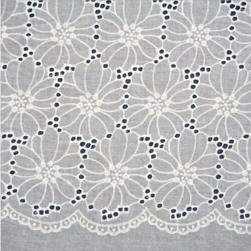 White Flower Hollow Lace Cloth Embroidered Womens Summer Cotton Cloth Hollow Lace Fabric
