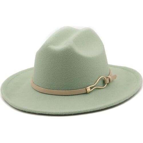 Black/white Wide Brim Simple Church Derby Top Hat Panama Solid Felt Fedoras Hat for Men Women artificial wool Blend Jazz Cap