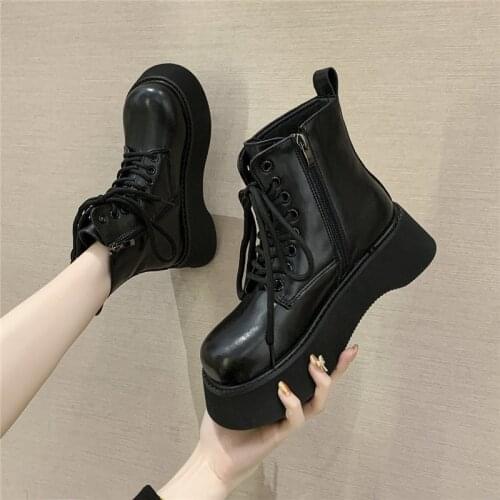 COOTELILI Womens Ankle Boots 2020 New Fashion Shoes Round Toe 5cm Heel Lace Up And Zip Winter Shoes For Woman Basic Size 39