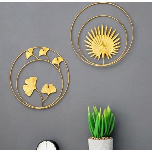 Nordic Home Decoration Metal Wall Decoration Ginkgo Leaf Iron Wall Decor Hotel Living Room Sofa Background Wall Hanging