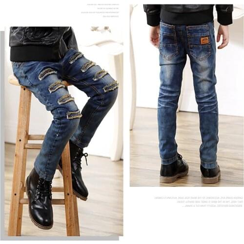 Children Jeans For Boys Clothing Spring Autumn Kids Pants Teenage Boys Casual Trousers Denim Hole Jeans 3 4 5 6 7 8 9 10 Years
